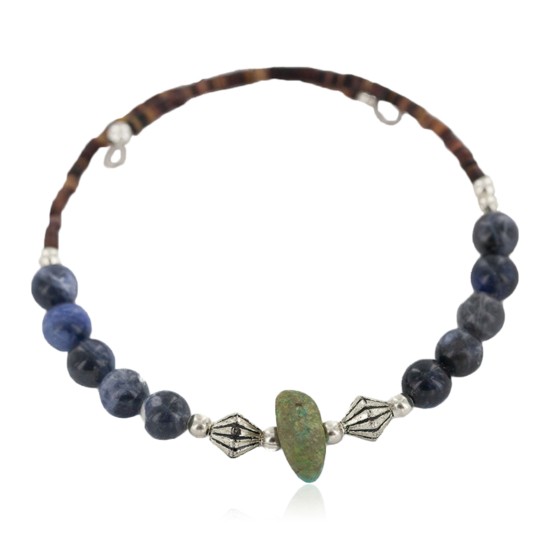 Certified Authentic Navajo Natural Tuquoise Heishi Lapis Native American Adjustable Wrap Bracelet 13151-52