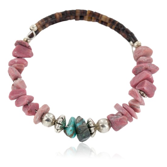 Certified Authentic Navajo Natural Turquoise Charoite Heishi Adjustable Wrap Native American Bracelet 13049-5