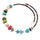 Navajo Natural Turquoise Gaspeite Coral Heishi Adjustable Wrap Native American Bracelet 13037-2