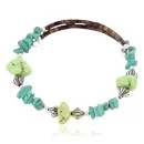 Navajo Natural Turquoise Gaspeite Heishi Adjustable Wrap Native American Bracelet 12742-71