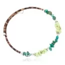 Navajo Natural Turquoise Gaspeite Heishi Adjustable Wrap Native American Bracelet 13037-4