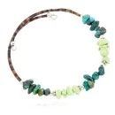 Navajo Natural Turquoise Gaspeite Heishi Adjustable Wrap Native American Bracelet 13037-7