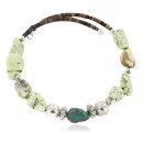Navajo Natural Turquoise Gaspeite Heishi Adjustable Wrap Native American Bracelet 13049-7