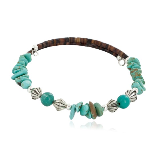 Certified Authentic Navajo Natural Turquoise Heishi Adjustable Wrap Native American Bracelet 12882