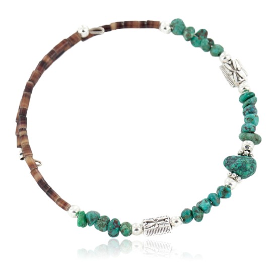 Certified Authentic Navajo Natural Turquoise Heishi Adjustable Wrap Native American Bracelet 13049-16 Certified Authentic Navajo Natural Turquoise Heishi Adjustable Wrap Native American Bracelet 13049-16