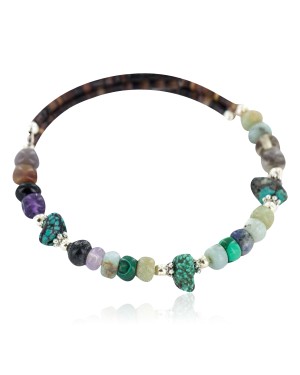 Certified Authentic Navajo Natural Turquoise Heishi Multicolor Native American Adjustable Wrap Bracelet 13139-7