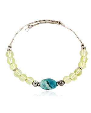 Certified Authentic Navajo Natural Turquoise Quartz Adjustable Wrap Native American Bracelet 13037-9