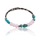 Certified Authentic Navajo Navajo Natural Turquoise and Pink Quartz Native American Adjustable Wrap Bracelet 390840685721