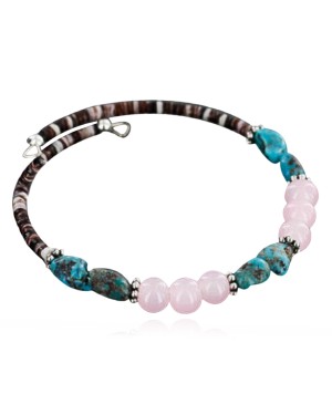 Certified Authentic Navajo Navajo Turquoise and PINK QUARTZ Native American WRAP Bracelet 390862324683