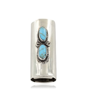 Certified Authentic Navajo Nickel .925 Sterling Silver Natural Turquoise Native American Lighter Case 18123