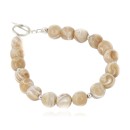 Certified Authentic Navajo Nickel Natural Agate Native American Bracelet 12920-4