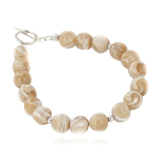 Certified Authentic Navajo Nickel Natural Agate Native American Bracelet 12920-4