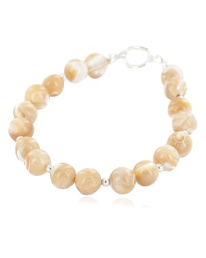 Certified Authentic Navajo Nickel Natural Agate Native American Bracelet 13066-2