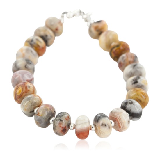 Certified Authentic Navajo Nickel Natural Agate Native American Bracelet 13066-3