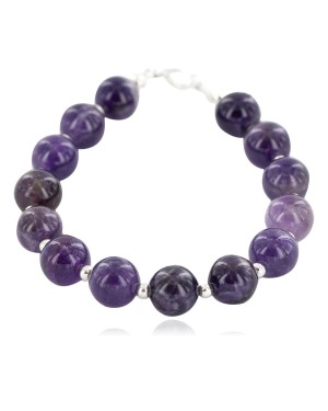 Certified Authentic Navajo Nickel Natural Amethyst Native American Bracelet 13064-5