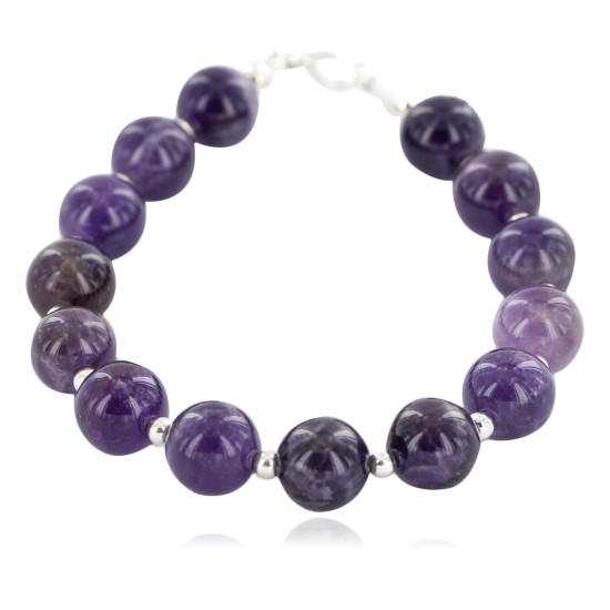 Certified Authentic Navajo Nickel Natural Amethyst Native American Bracelet 13064-5