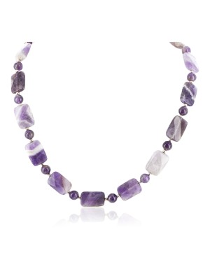 Certified Authentic Navajo Nickel Natural Amethyst Native American Necklace 17015-11
