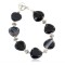 Certified Authentic Navajo Nickel Natural Black Agate Native American Bracelet 13048-1