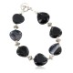 Certified Authentic Navajo Nickel Natural Black Agate Native American Bracelet 13048-1