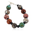 Certified Authentic Navajo Nickel Natural Black Onyx Multicolor Stones Native American Bracelet 13035-7