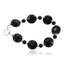 Certified Authentic Navajo Nickel Natural Black Onyx Native American Bracelet  13025-4