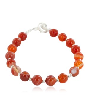 Certified Authentic Navajo Nickel Natural Carnelian Native American Bracelet 13039-6