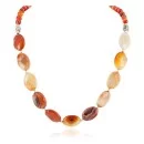 Navajo Nickel Natural Carnelian Native American Necklace 25303