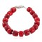 Certified Authentic Navajo Nickel Natural Coral Native American Bracelet 13043-3