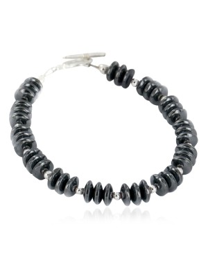 Certified Authentic Navajo Nickel Natural Hematite Native American Bracelet 12920-5
