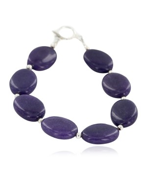 Certified Authentic Navajo Nickel Natural Purple Charoite Native American Bracelet 13039-16