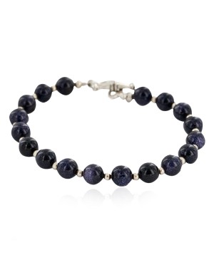 Certified Authentic Navajo Nickel Natural Purple Goldstone Native American Bracelet 13039-15