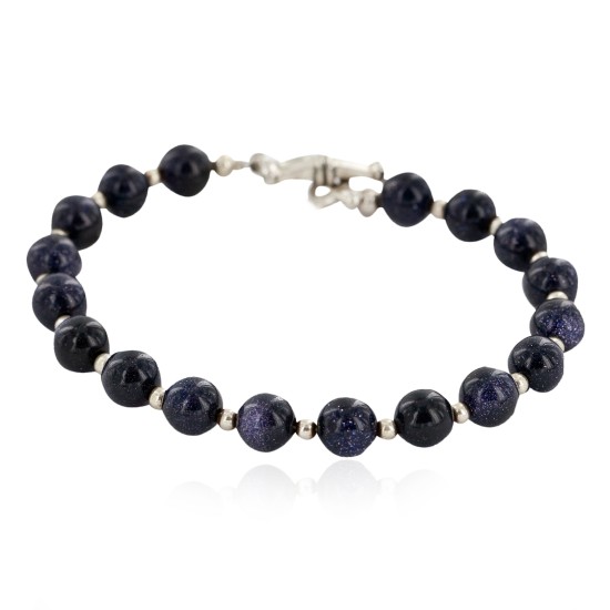Certified Authentic Navajo Nickel Natural Purple Goldstone Native American Bracelet 13039-15