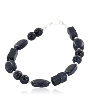 Certified Authentic Navajo Nickel Natural Purple Goldstone Native American Bracelet 13063-2