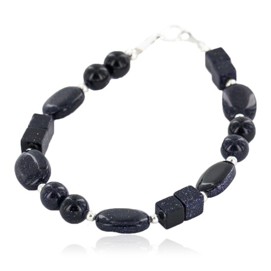 Certified Authentic Navajo Nickel Natural Purple Goldstone Native American Bracelet 13063-2