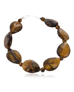 Certified Authentic Navajo Nickel Natural Tigers Eye Native American Bracelet 12934-2