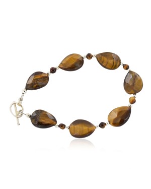 Certified Authentic Navajo Nickel Natural Tigers Eye Native American Bracelet  13025-5