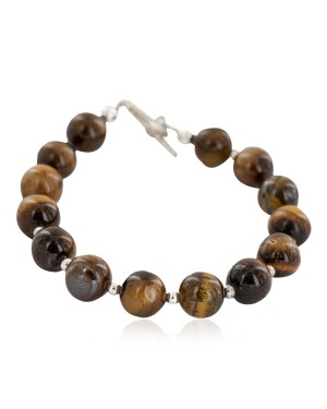 Certified Authentic Navajo Nickel Natural Tigers Eye Native American Bracelet 13041