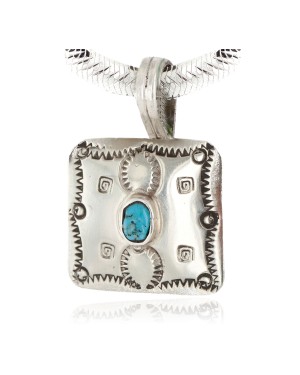 Certified Authentic Navajo Nickel Natural Turquoise Native American Pendant 12911-1