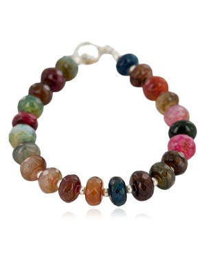 Certified Authentic Navajo Nickel Quartz Multicolor Stones Native American Bracelet 13035-1