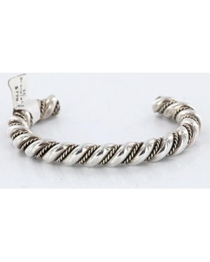 Certified Authentic Navajo Rope Style .925 Sterling Silver Cuff Native American Bracelet 390822845229