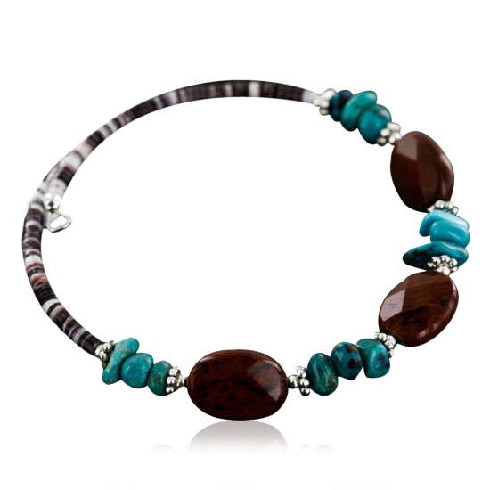 Certified Authentic Navajo Turquoise and Carnelian Native American WRAP Bracelet 12745