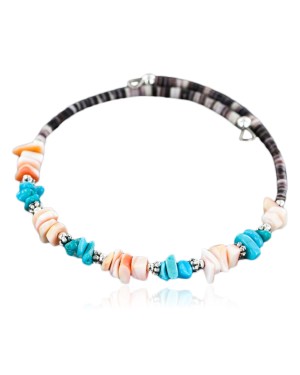 Certified Authentic Navajo Turquoise and Heishi Native American WRAP Bracelet 12716