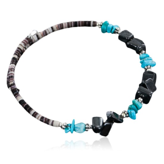 Certified Authentic Navajo Turquoise and Hematite Native American WRAP Bracelet 12717-0
