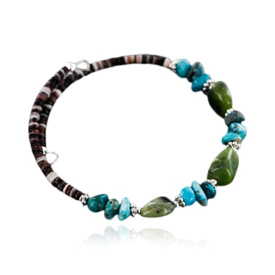 Certified Authentic Navajo Turquoise and JADE Native American WRAP Bracelet 12749