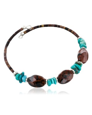Certified Authentic Navajo Turquoise and Jasper Native American WRAP Bracelet 12742-3