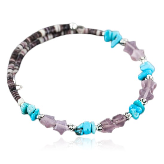 Certified Authentic Navajo Turquoise and QUARTZ Native American WRAP Bracelet 12720