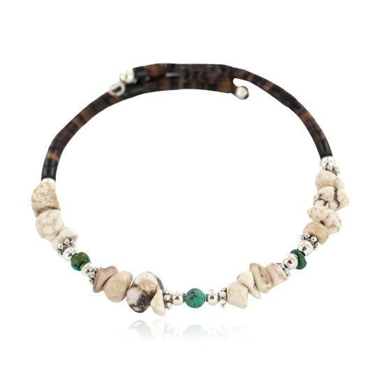 Certified Authentic Navajo White Howlite Heishi Native American Adjustable Wrap Bracelet 13131-2