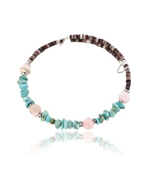 Certified Authentic Navajo WRAP Natural Turquoise and Agate Native American Bracelet 390829842652