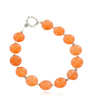 Certified Authentic Nickel Natural Carnelian Navajo Native American Bracelet 13047-4