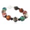 Nickel Navajo Natural Black Onyx Multicolor Stones Native American Bracelet 92016-1
